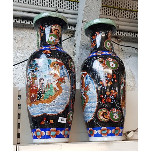 448 - A pair of modern oriental vases, height appx 62cm