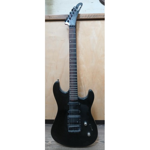 138 - A Gisbon Epiphone electric guitar, black body, serial no. 9100370, made in Korea.