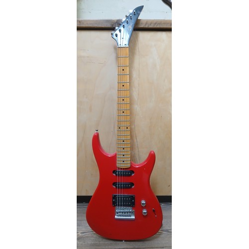 140 - A Marlin electric guitar, red body, serial no. 7111266.