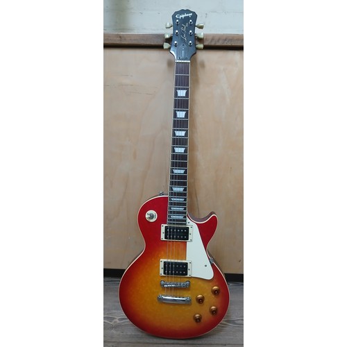 137 - A Gisbon Epiphone Les Paul cherry sunburst electric guitar, made in Korea, serial no. S01074813.