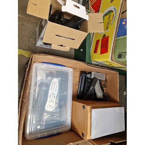 136 - A very large quantity of electronic equipment and accesories over 6 shelves. Includes sound mixing u... 