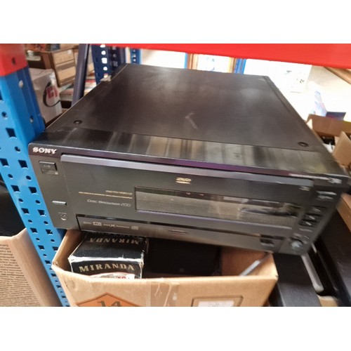 136 - A very large quantity of electronic equipment and accesories over 6 shelves. Includes sound mixing u... 