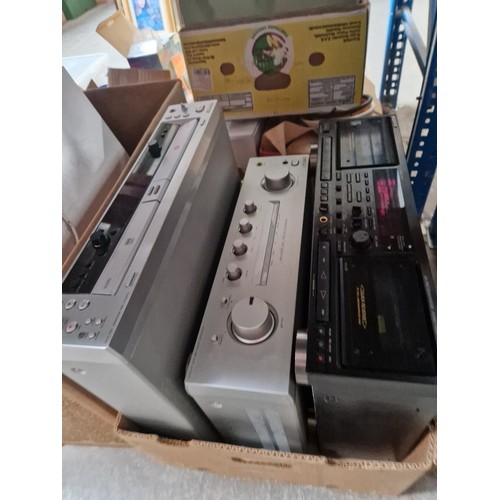 136 - A very large quantity of electronic equipment and accesories over 6 shelves. Includes sound mixing u... 