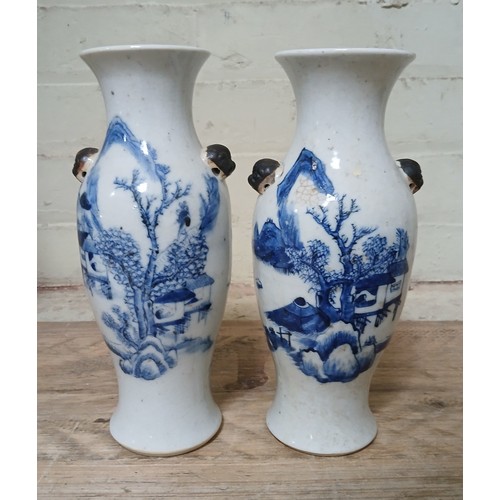 178 - A pair of Chinese porcelain blue and white vase, circa 1900, height 26cm.