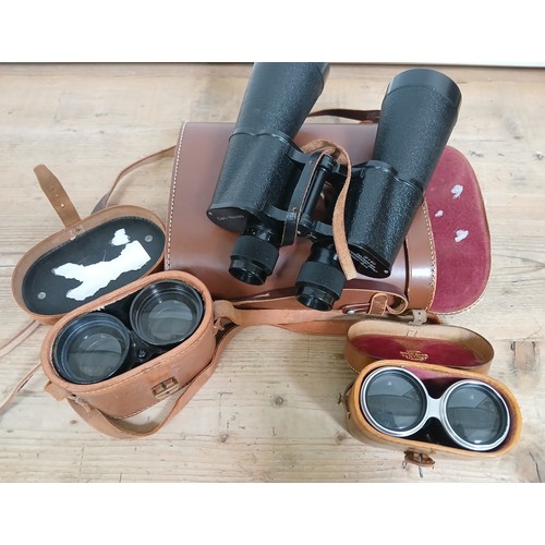 190 - Three pairs of binoculars comprising Carl Heizon, a pair of post war military field binoculars and a... 