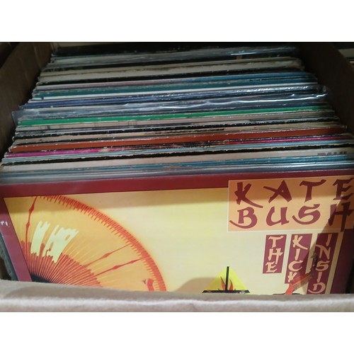 365 - A box of rock & pop vinyl LP records including The Beatles, Kate Bush, Queen, Procul Harum, 10CC, Pa... 