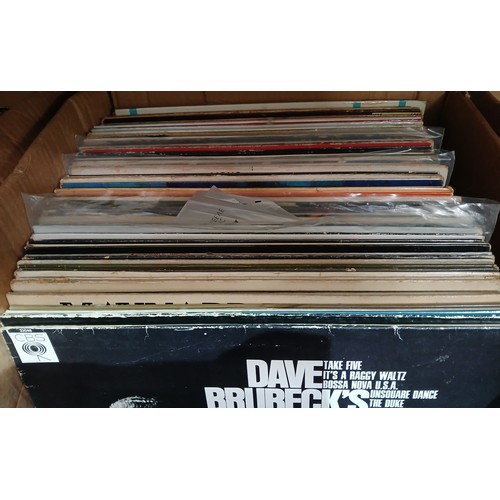 362 - A box of Jazz LPs including Dave Brubeck, Chick Corea, Deodato, Ray Charles, Ella Fitzgerald, Quincy... 