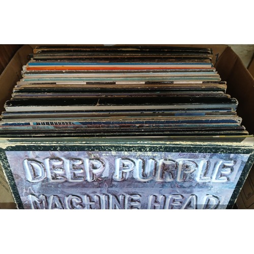 364 - A box of 1970s rock LPs including Deep Purple, Jethro Tull, Focus, Status Quo, ELP, Wings, Byrds, Ge... 