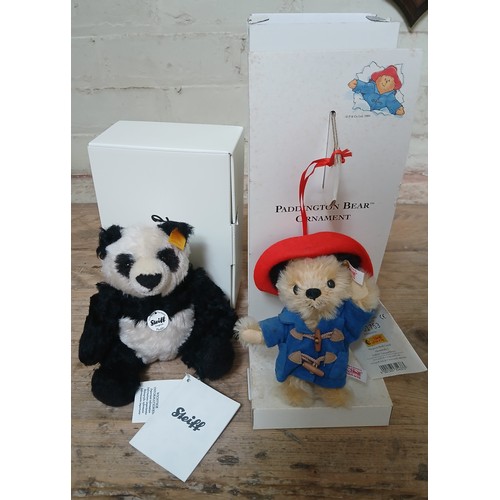 391 - A Steiff Paddy Panda and a Steiff Paddington Bear ornament (no.1753/500), both in original boxes.