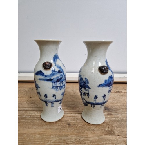 178 - A pair of Chinese porcelain blue and white vase, circa 1900, height 26cm.