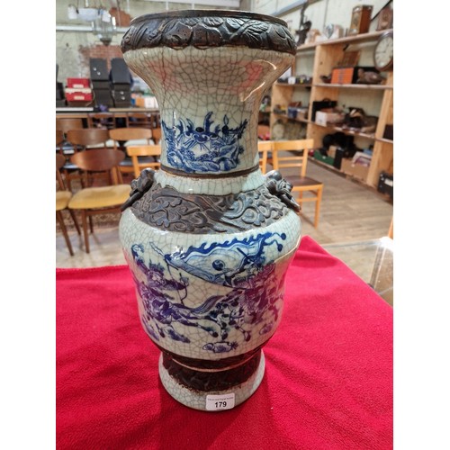 179 - A large Chinese crackle glaze porcelain vase, height 46cm.