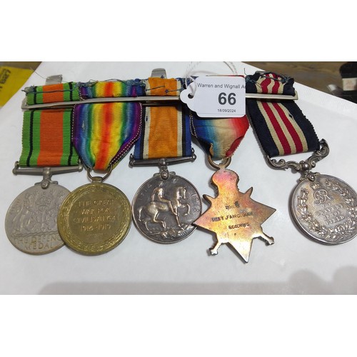 66 - A George V and George VI WWI and WWII medal group comprising Military Medal, 1914-15 star, British W... 