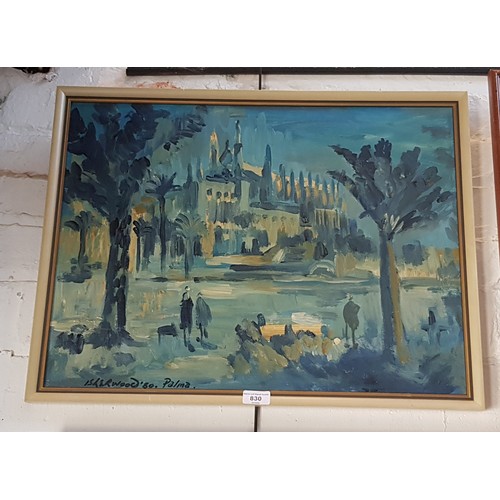 830 - James Laurence Isherwood (1917-1989), 'Palma Cathedral', oil on board, 60cm x 45cm, signed and dated... 