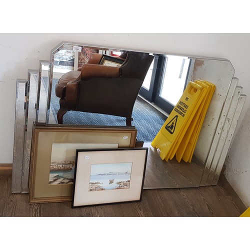 841 - A modern Art Deco style overmantle mirror, 130cm x 85cm.