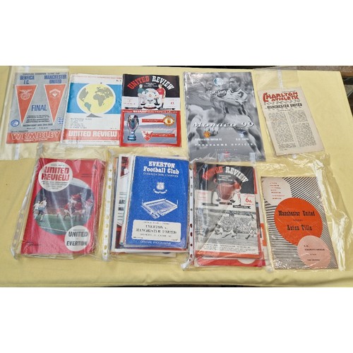 34 - A box of assorted football programs, mainly Manchester United to include European matches & a 1957 C... 