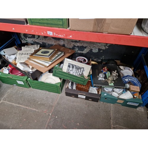 85 - Six boxes of assorted items including Royal Memorabilia, Pottery, Collectables, Pictures etc