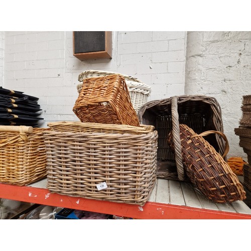 126 - Approx 8  wicker baskets. various shapes and sizes including square, rectangular, circular