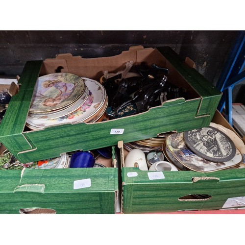 139 - 3 boxes of collectors plates and other ceramics