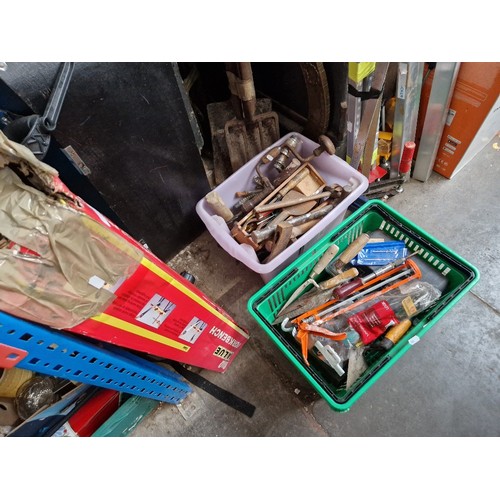 122 - 2 boxes of tools and a  boxed workbench