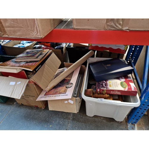 170 - 3 boxes of books, vintage posters etc