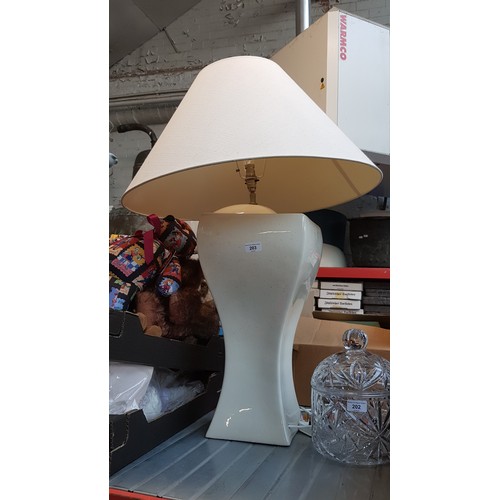 203 - A large ceramic floor standing lamp together with a large urn/floor standing vase