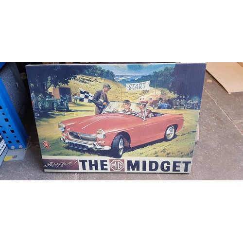 212 - An advertising print featuring an M G Midget