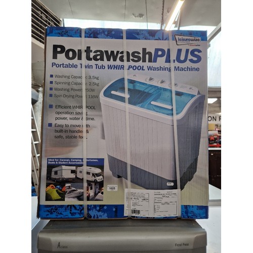 1025 - A boxed Portawash Plus portable twin tub whirlpool washing machine