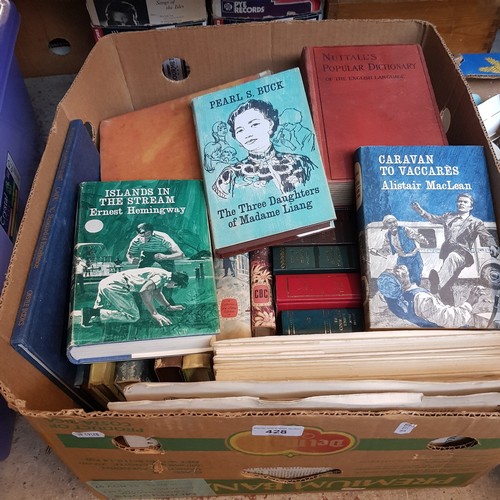 79 - Two family bibles, one with coloured plates and a box of vintage books