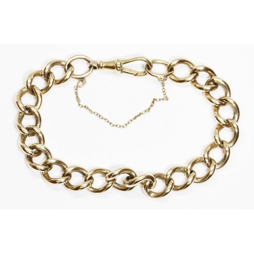 13 - An Albert chain style linked bracelet, dog clip clasp, the links marked '9.375', length 18cm, weight... 