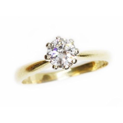 38 - A diamond solitaire ring, the round brilliant cut stone weighing approximately 0.50 carats, 18ct gol... 