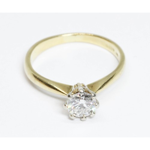 38 - A diamond solitaire ring, the round brilliant cut stone weighing approximately 0.50 carats, 18ct gol... 