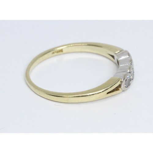 47 - A four stone diamond half hoop ring, total approximate diamond weight 0.28cts, hallmarked yellow gol... 