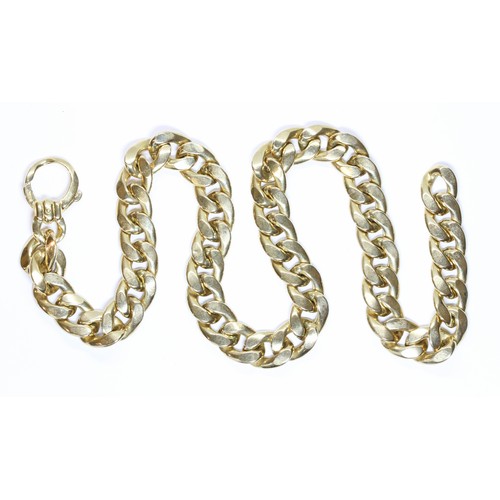 48 - A hollow curb link necklace, claw clasp, marked '750' with Italian control mark, length 46cm, weight... 