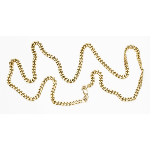 91 - A 9ct yellow gold flat curb link necklace, import marks, length 50cm, weight 17.1g.