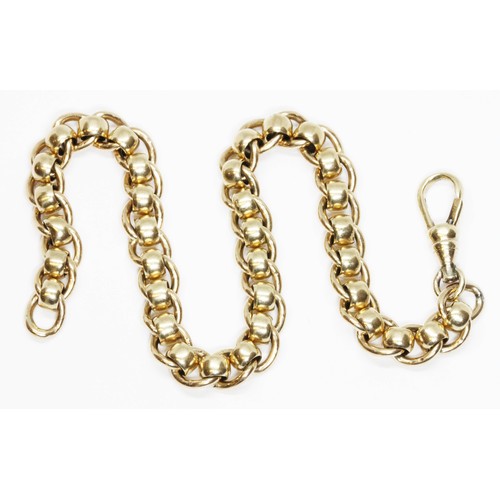 86 - A rolo and oval link chain bracelet, dog clip clasp marked '9ct', length 23cm, weight 22g.