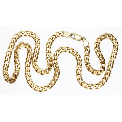 84 - A 9ct yellow gold curb link chain necklace, lobster claw clasp, length 63cm, import marks, weight 49... 