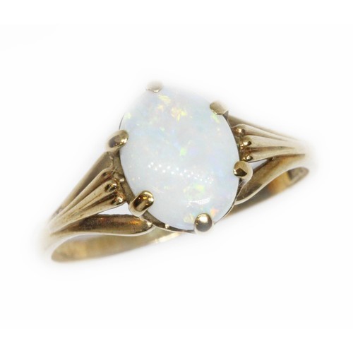 134 - A hallmarked 9ct gold opal ring, gross weight 1.8g, size M.