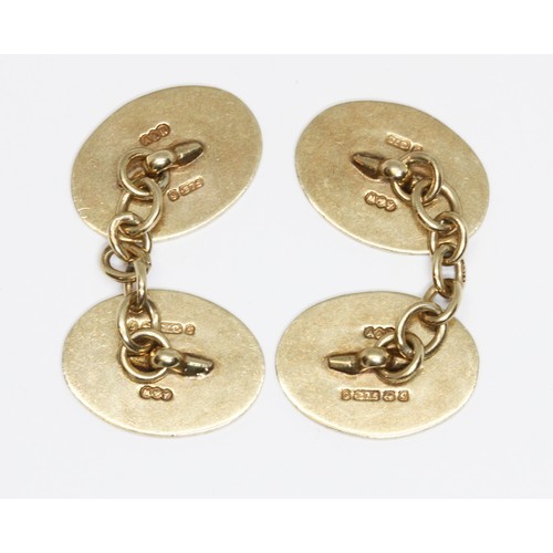 127 - A pair of hallmarked 9ct gold cufflinks, weight 8.4g.