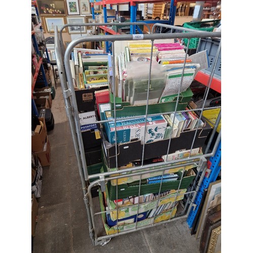 1031 - A cage of assorted books to include os maps & hoticultural etc. (cage included).