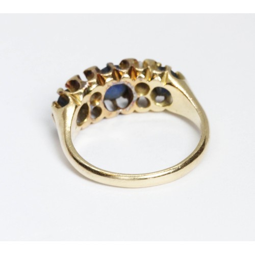 24 - A late Victorian sapphire and diamond ring, sponsor 'SU', Birmingham 1897, gross weight 2.8g, size E... 