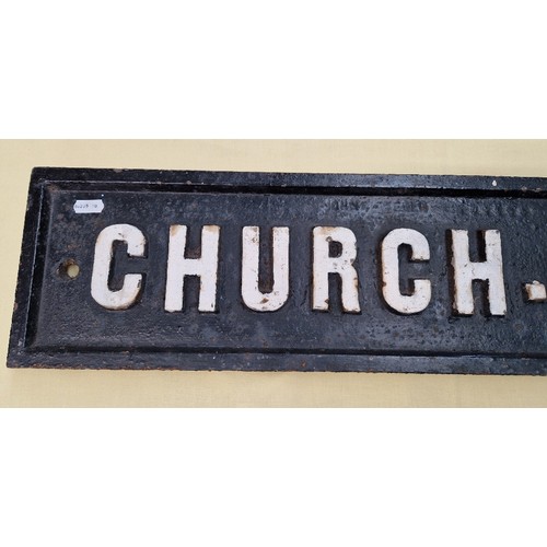 1 - A vintage cast iron road sign, 'Church Road', length 75cm.