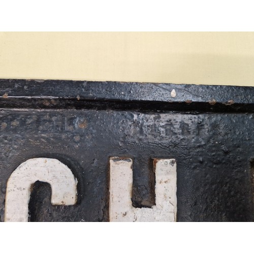 1 - A vintage cast iron road sign, 'Church Road', length 75cm.