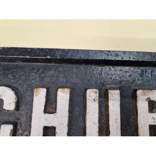 1 - A vintage cast iron road sign, 'Church Road', length 75cm.