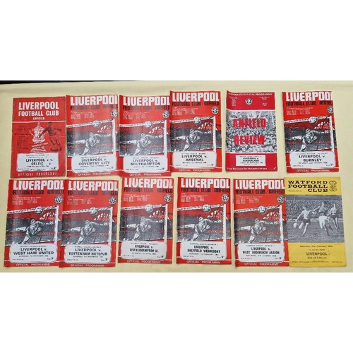 89 - A box of Liverpool FC memorabilia including programmes, pictures, papers, money bank, etc.