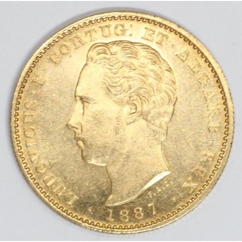 525 - Luis I (1861-1889), A Portuguese gold coin, 5000 Reis, 1887.