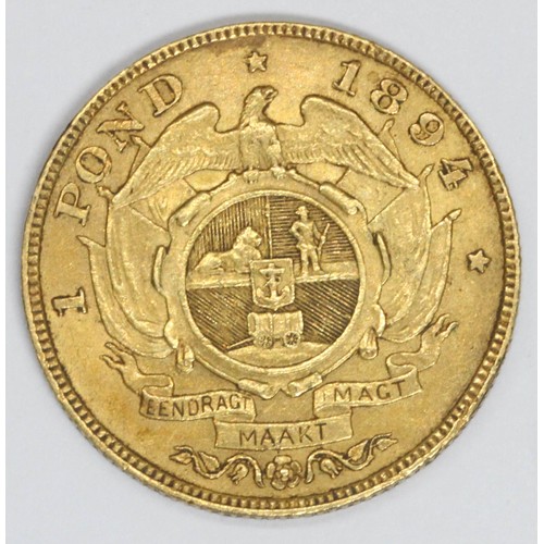 529 - South African Republic (1874-1902), A gold coin, 1 Pond, 1894.