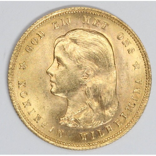 526 - Wilhelmina (1890-1948), A Dutch gold coin, 10 Gulden, 1897.