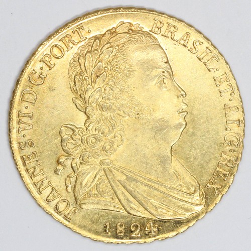 524 - John VI (1816-1826), A Portuguese gold coin, 1 Peca (6400 Reis/4 Escudos), 1824.