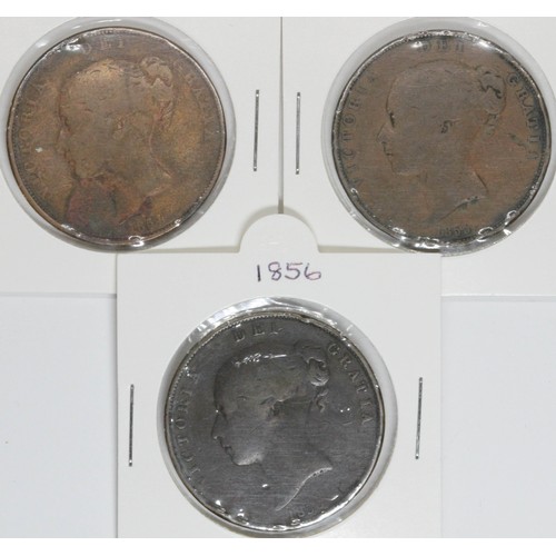 551 - Three Victoria pennies comprising of 1854,1855 & 1856.