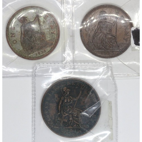 553 - Three pennies comprising of a Geoerge IV 1825 & 2 George V (1933,1952).